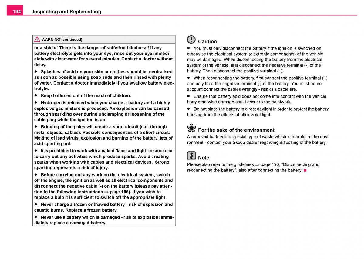 Skoda Fabia I 1 owners manual / page 195