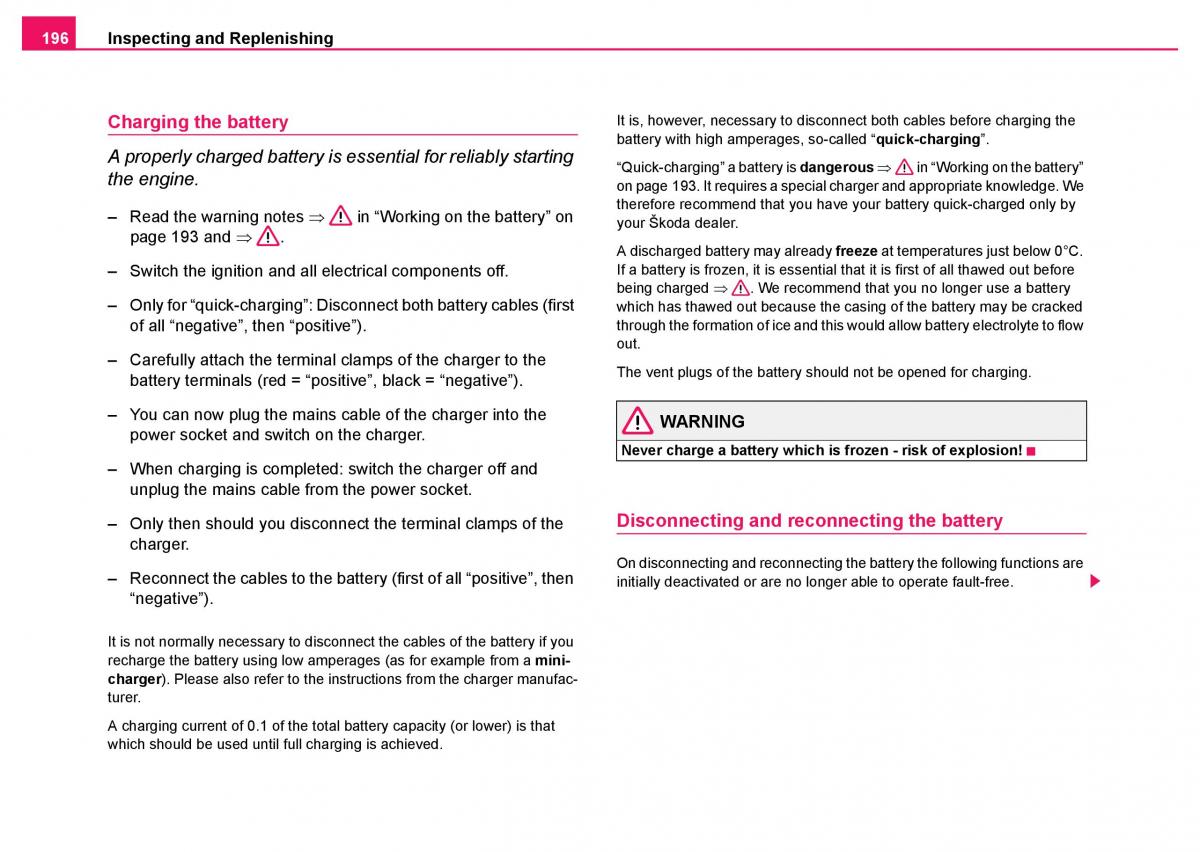 Skoda Fabia I 1 owners manual / page 197