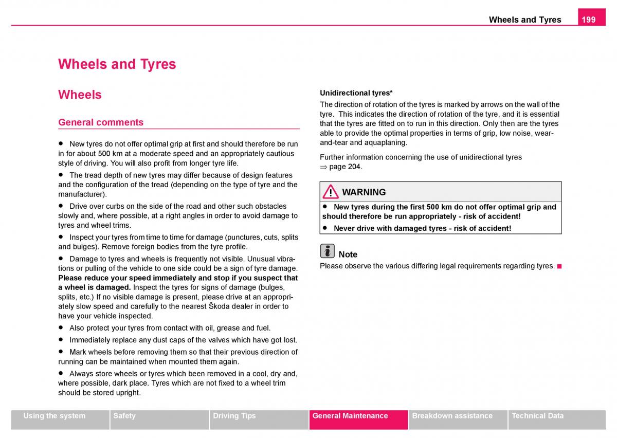 Skoda Fabia I 1 owners manual / page 200