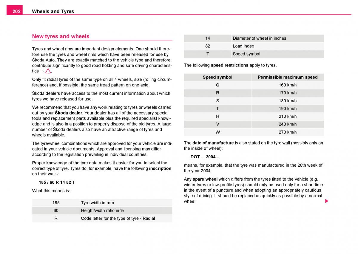 Skoda Fabia I 1 owners manual / page 203