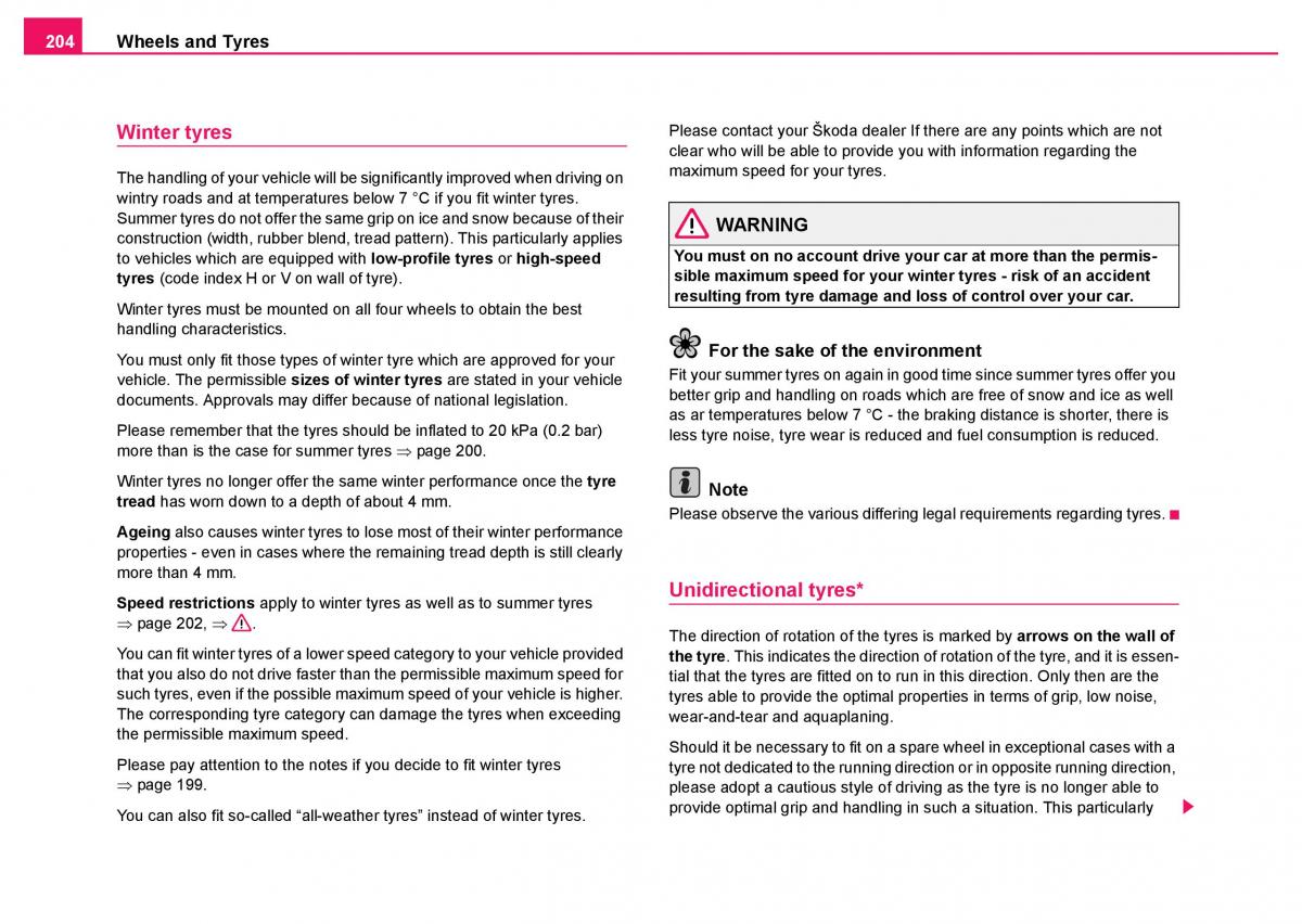 Skoda Fabia I 1 owners manual / page 205