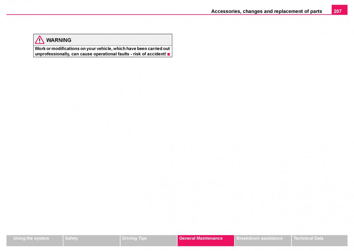 Skoda Fabia I 1 owners manual / page 208