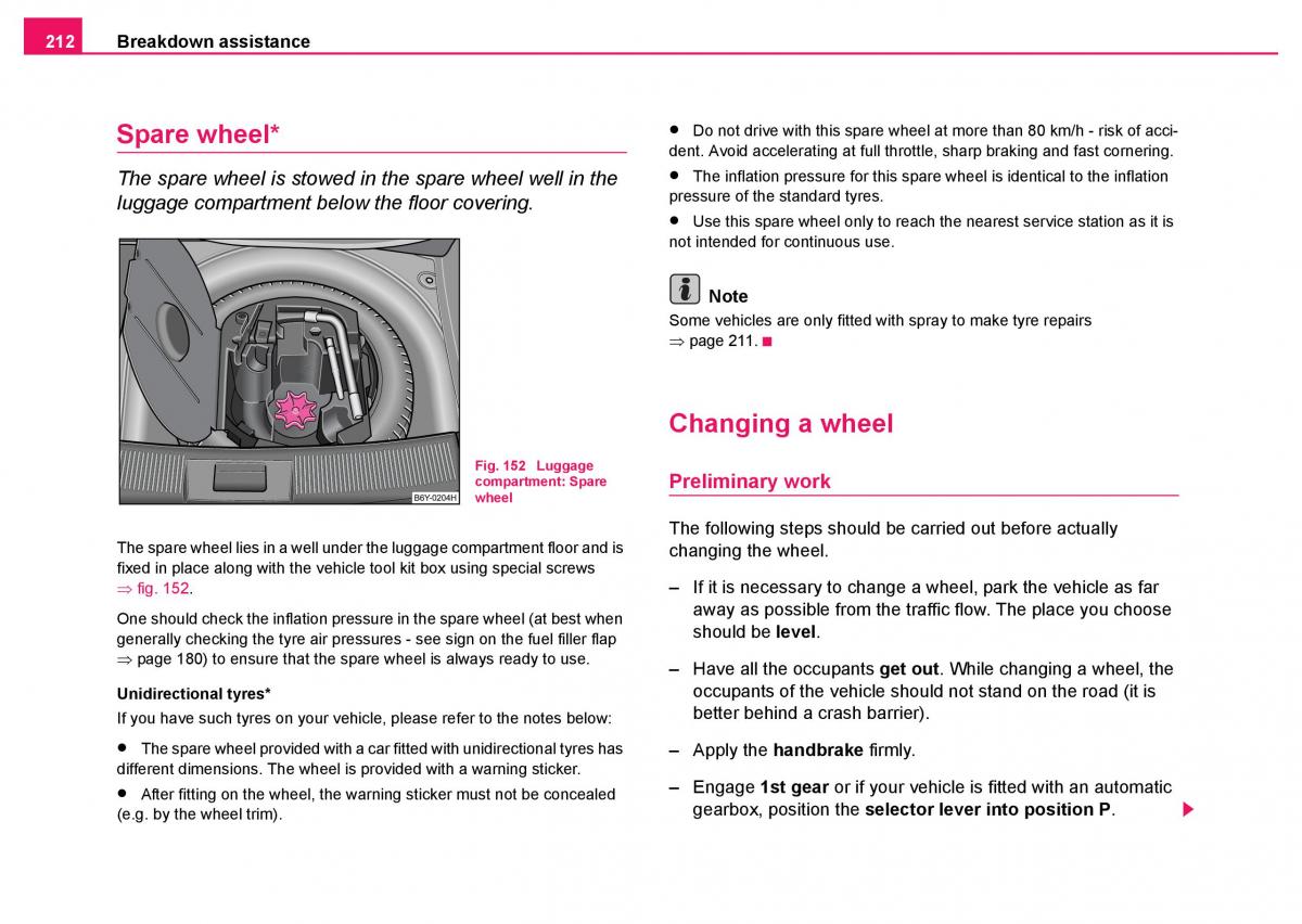 Skoda Fabia I 1 owners manual / page 213