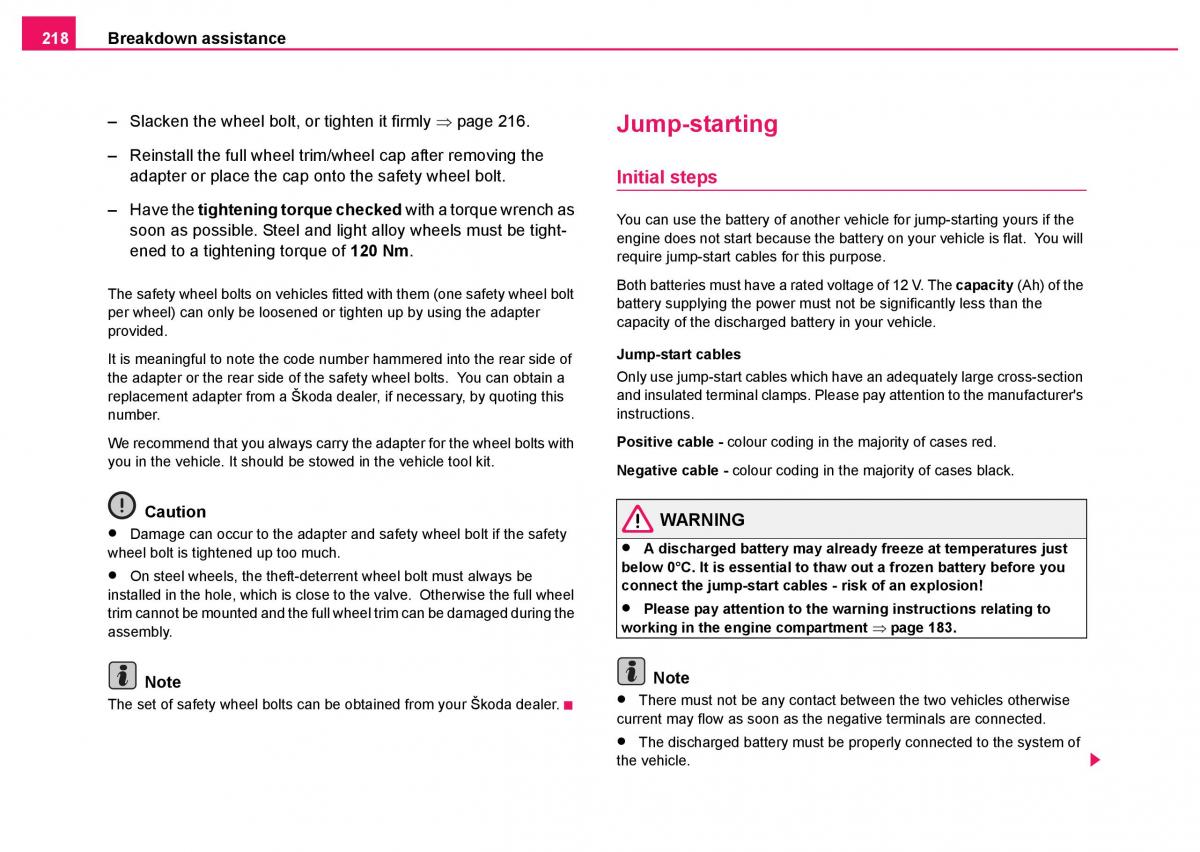 Skoda Fabia I 1 owners manual / page 219