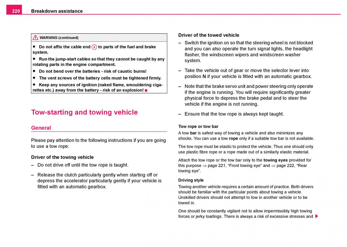 Skoda Fabia I 1 owners manual / page 221