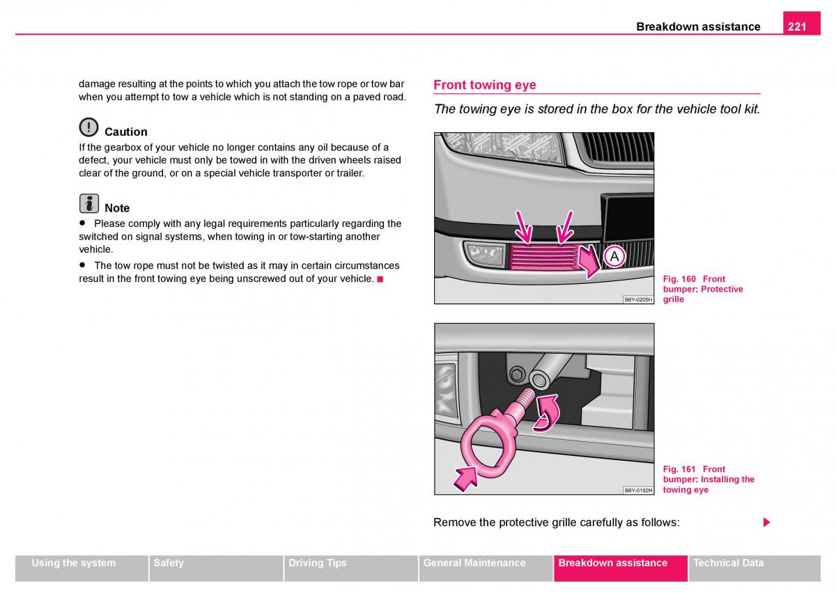 Skoda Fabia I 1 owners manual / page 222