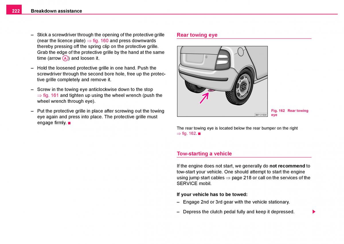 Skoda Fabia I 1 owners manual / page 223