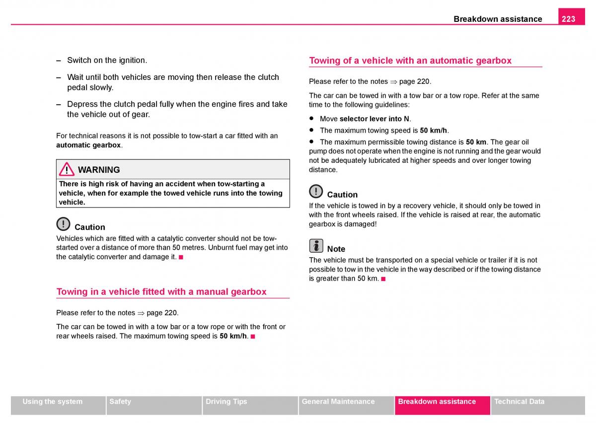 Skoda Fabia I 1 owners manual / page 224