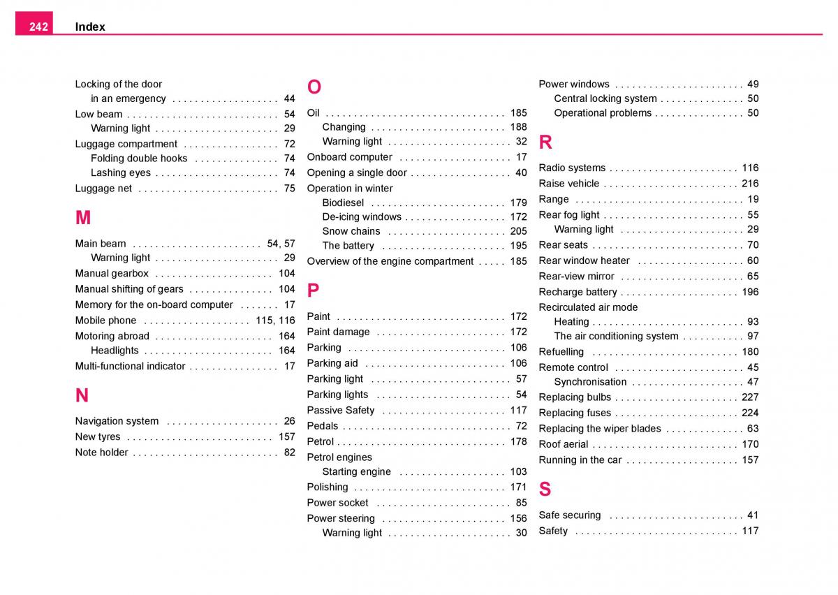 Skoda Fabia I 1 owners manual / page 243