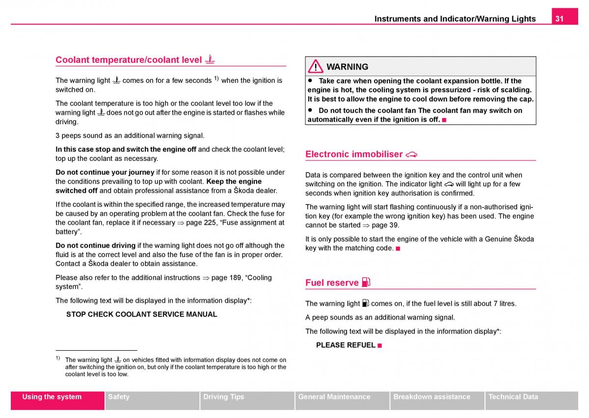 Skoda Fabia I 1 owners manual / page 32