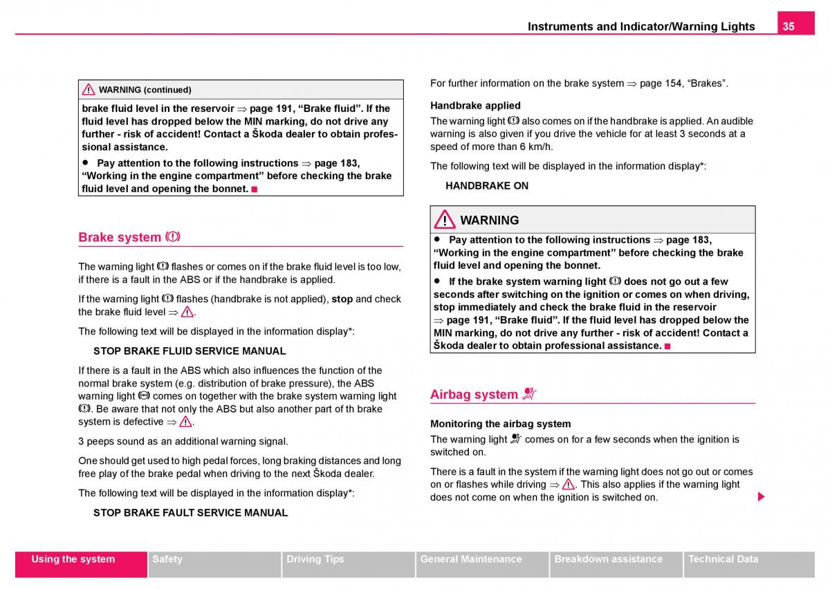 Skoda Fabia I 1 owners manual / page 36