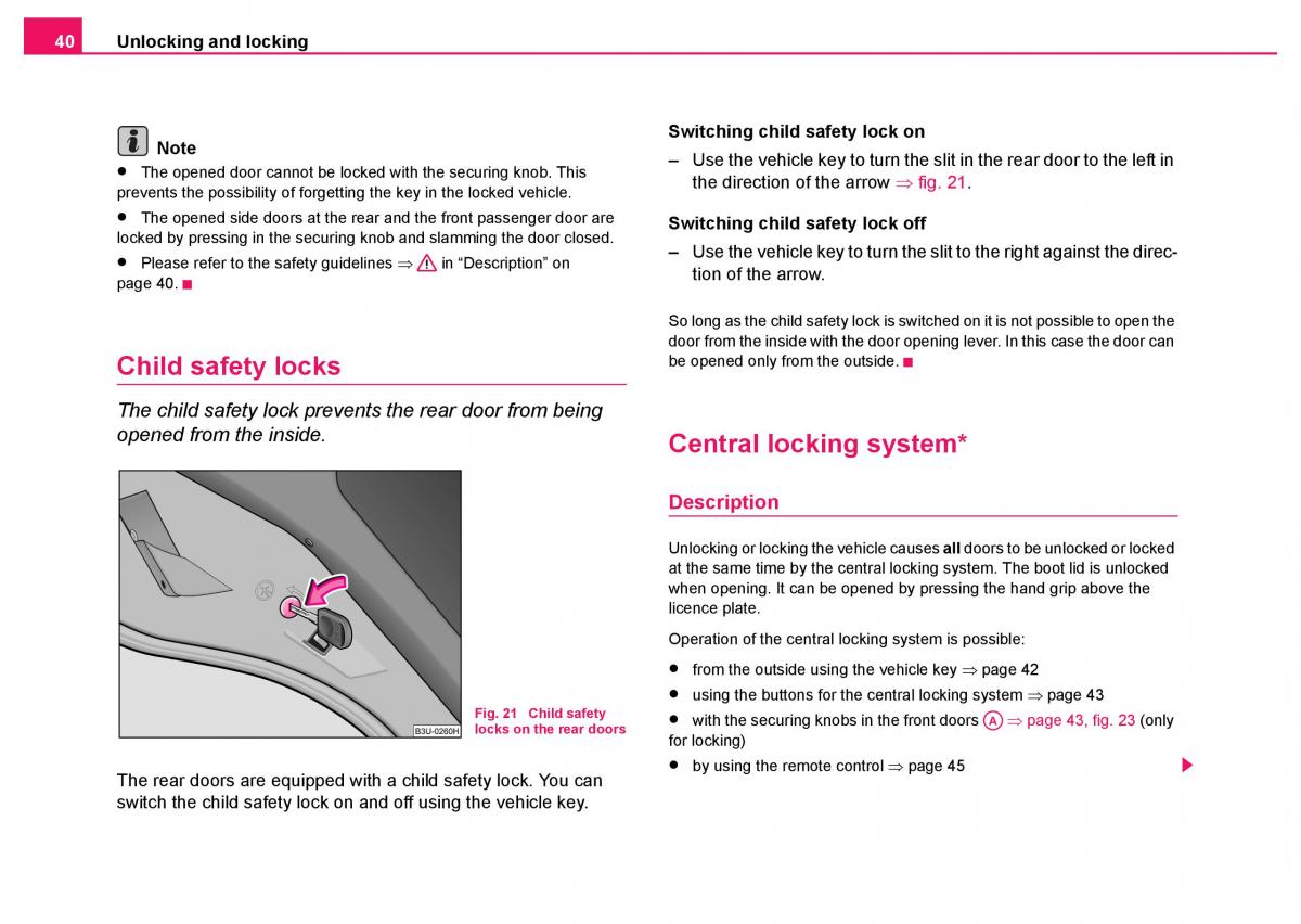 Skoda Fabia I 1 owners manual / page 41