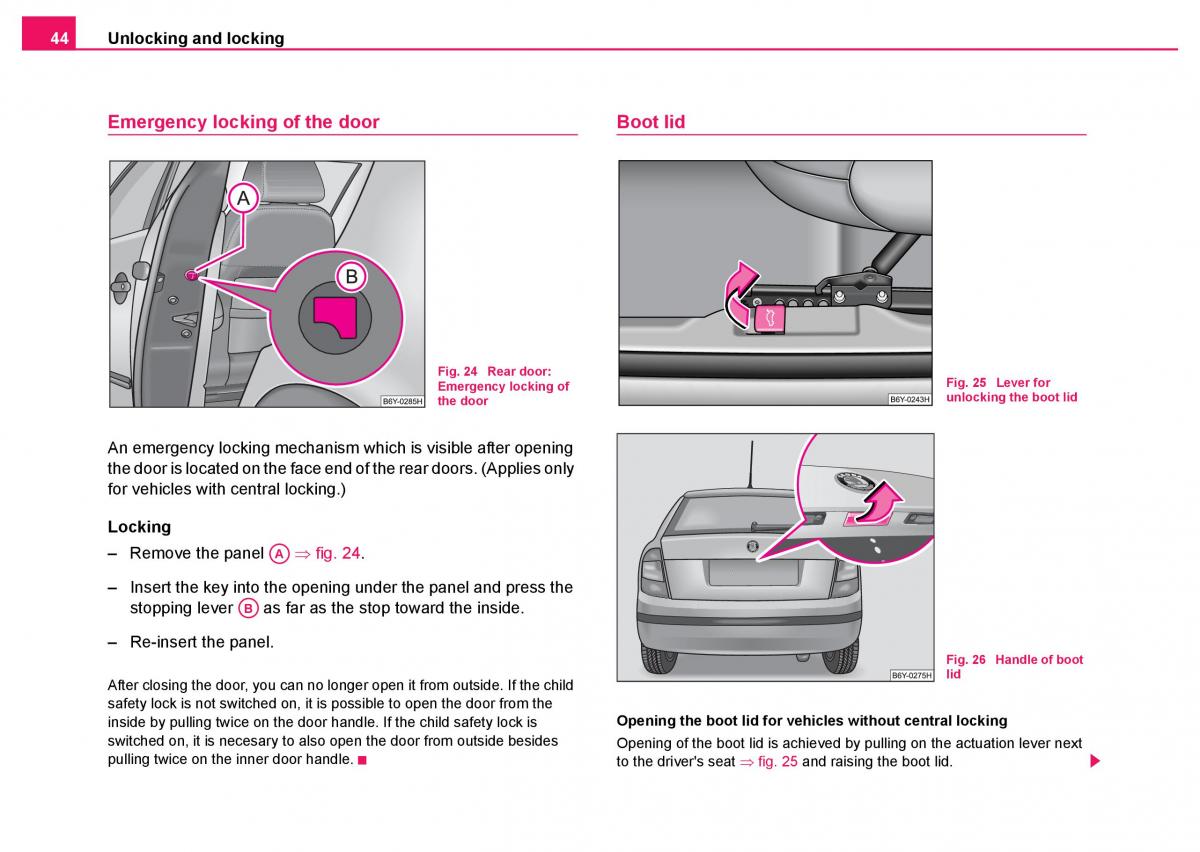 Skoda Fabia I 1 owners manual / page 45