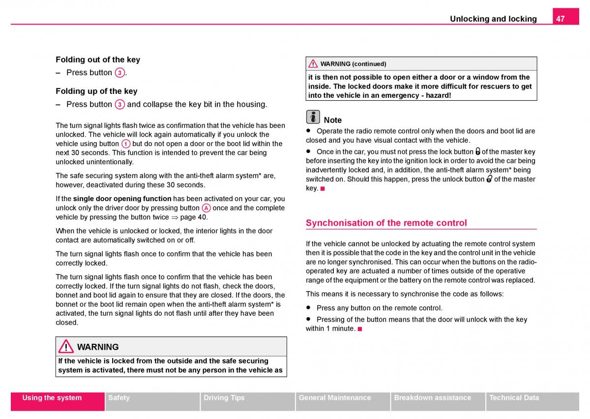 Skoda Fabia I 1 owners manual / page 48