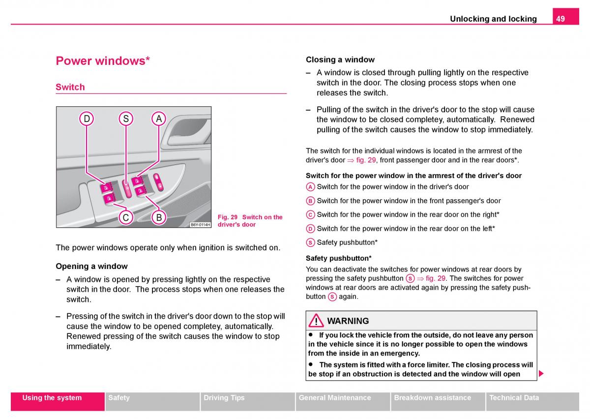 Skoda Fabia I 1 owners manual / page 50