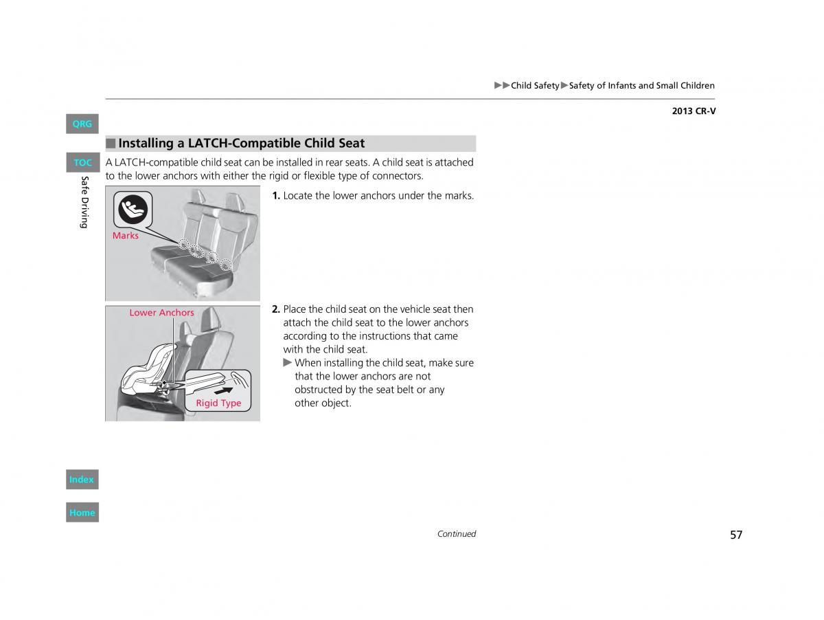 Honda CR V IV 4 owners manual / page 58