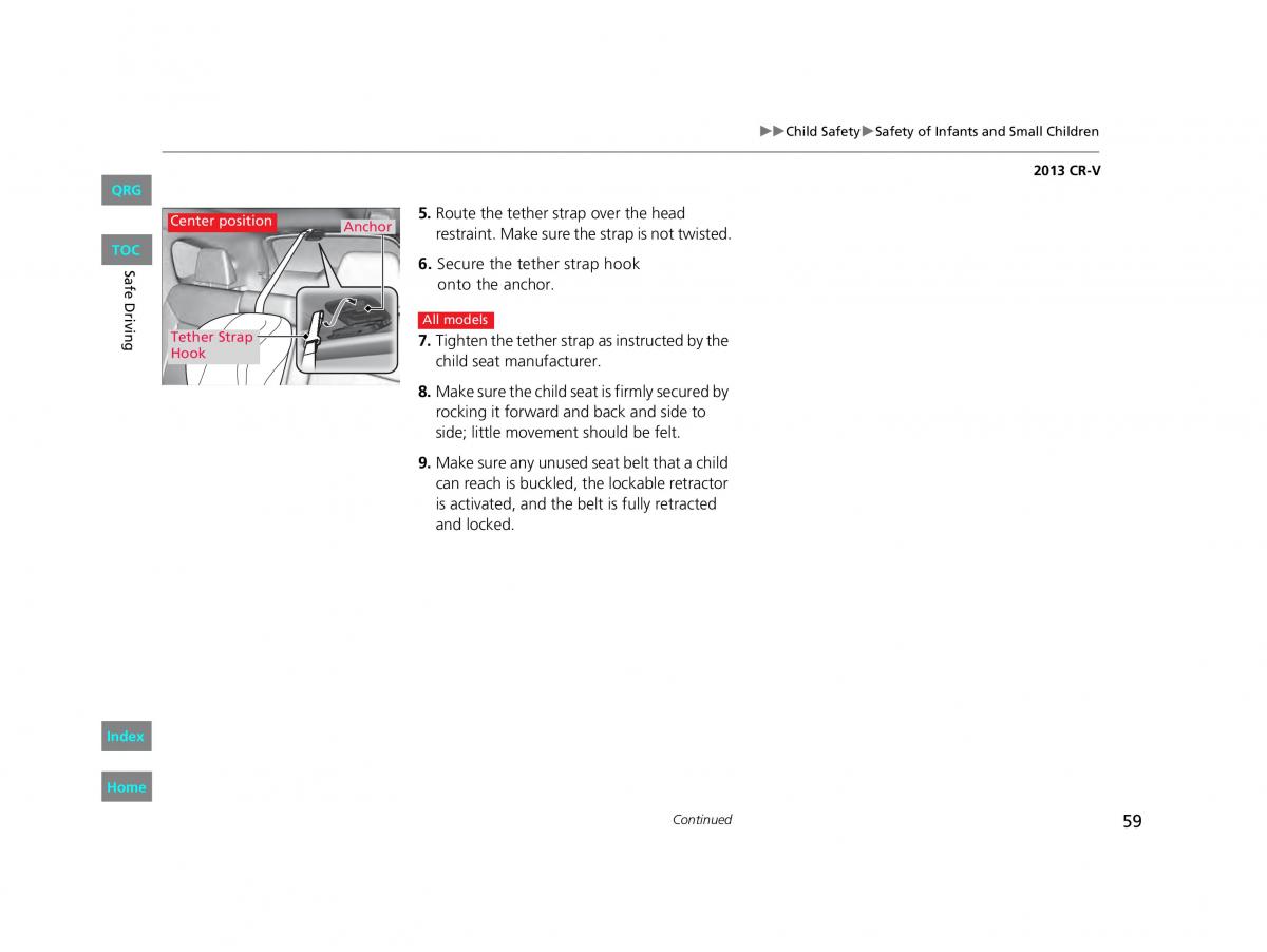 Honda CR V IV 4 owners manual / page 60