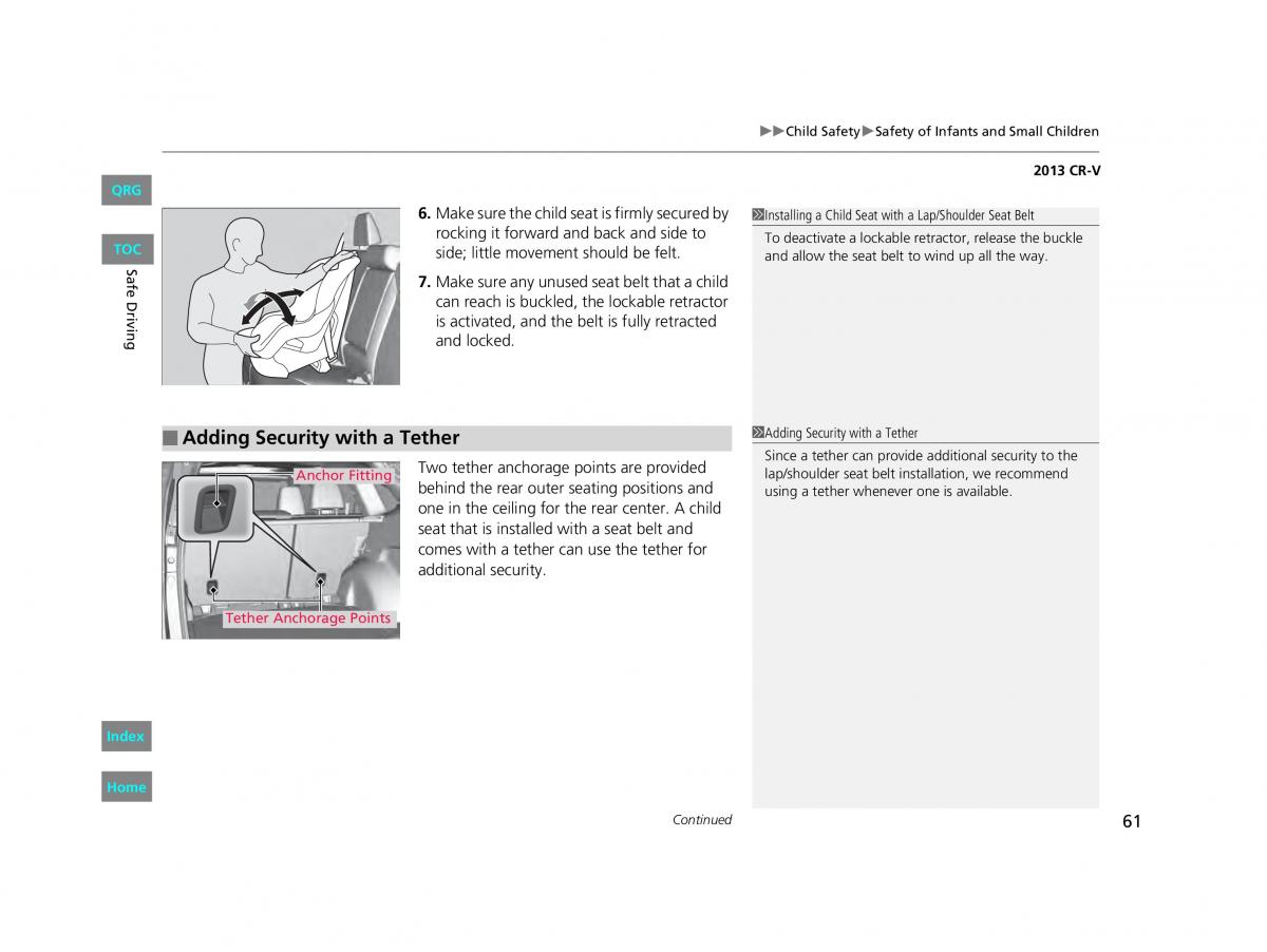 Honda CR V IV 4 owners manual / page 62