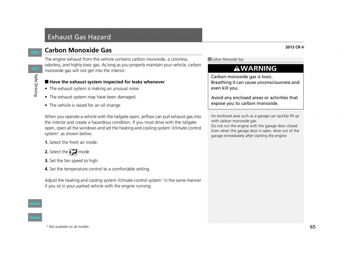 Honda CR V IV 4 owners manual / page 66