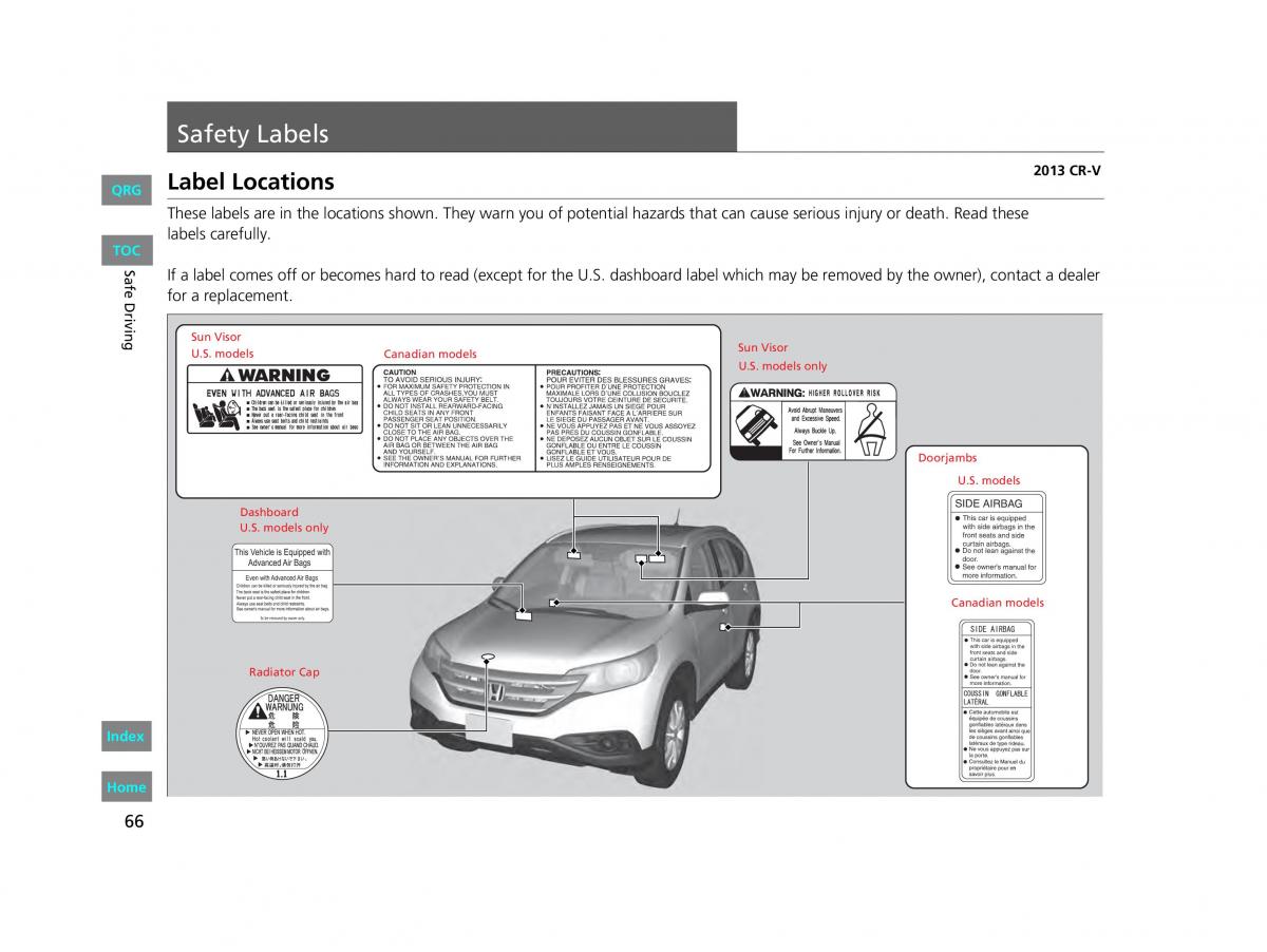 Honda CR V IV 4 owners manual / page 67