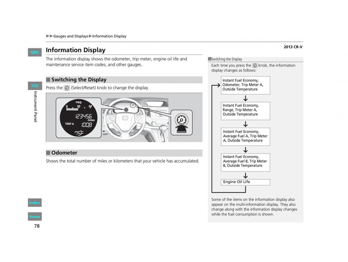 Honda CR V IV 4 owners manual / page 79