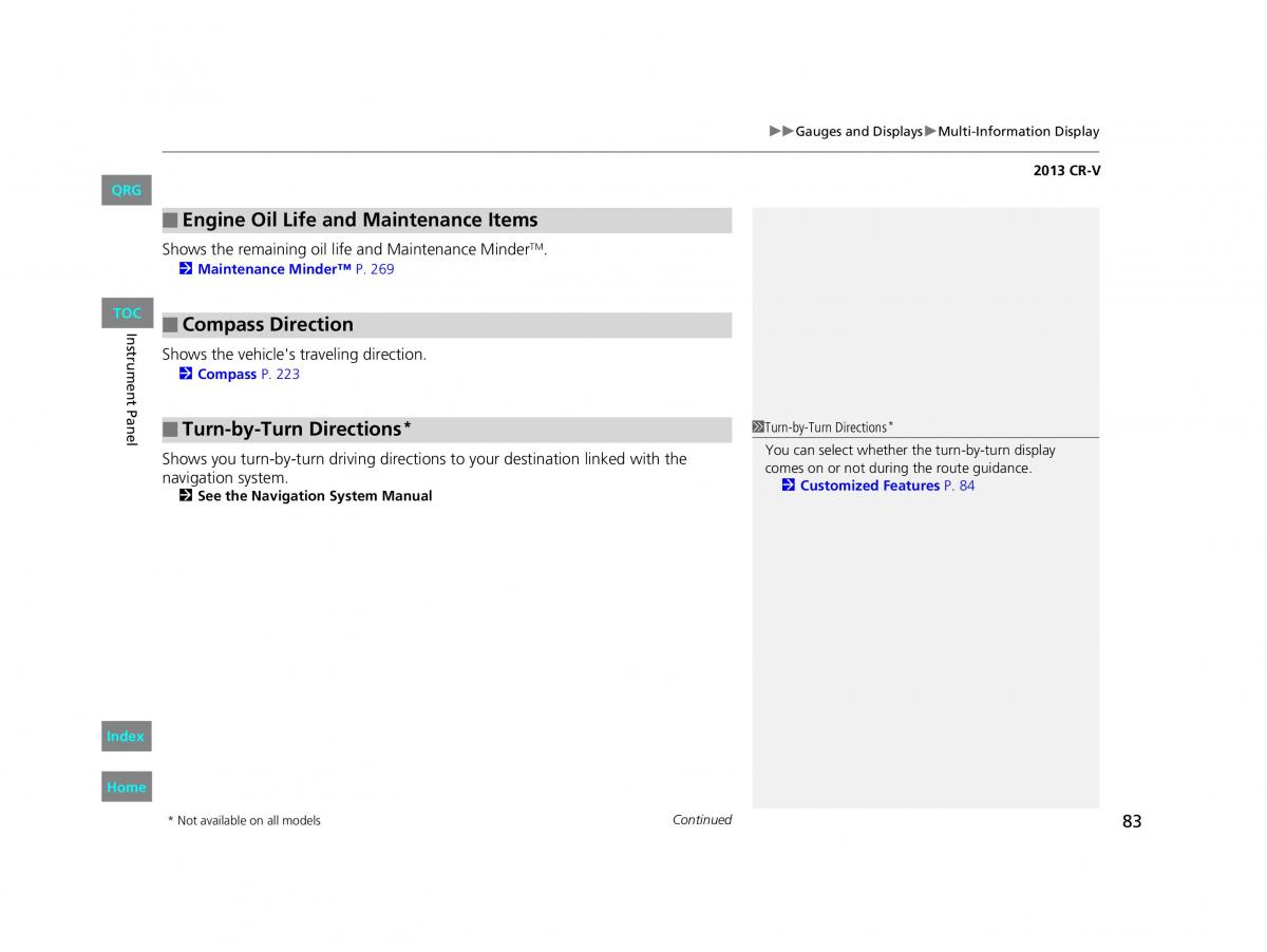 Honda CR V IV 4 owners manual / page 84