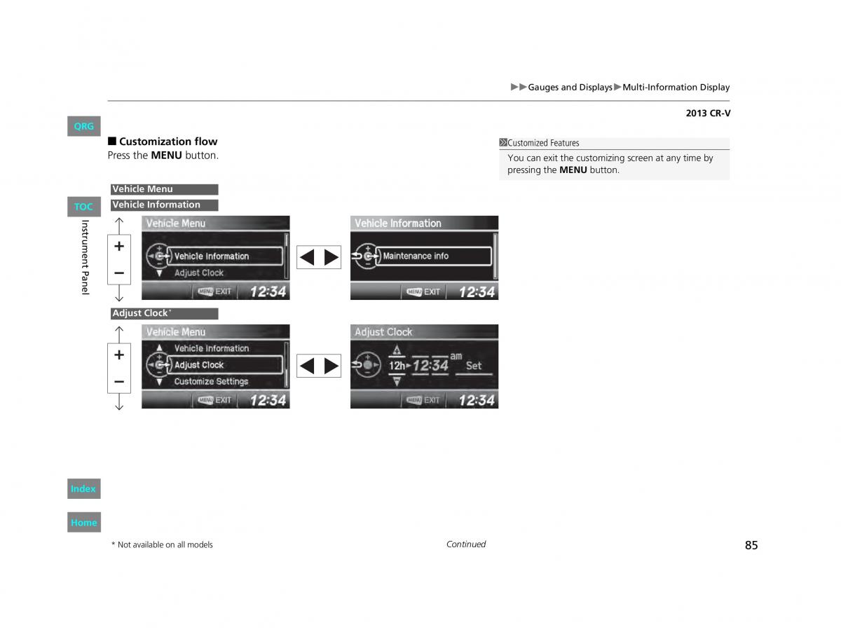 Honda CR V IV 4 owners manual / page 86