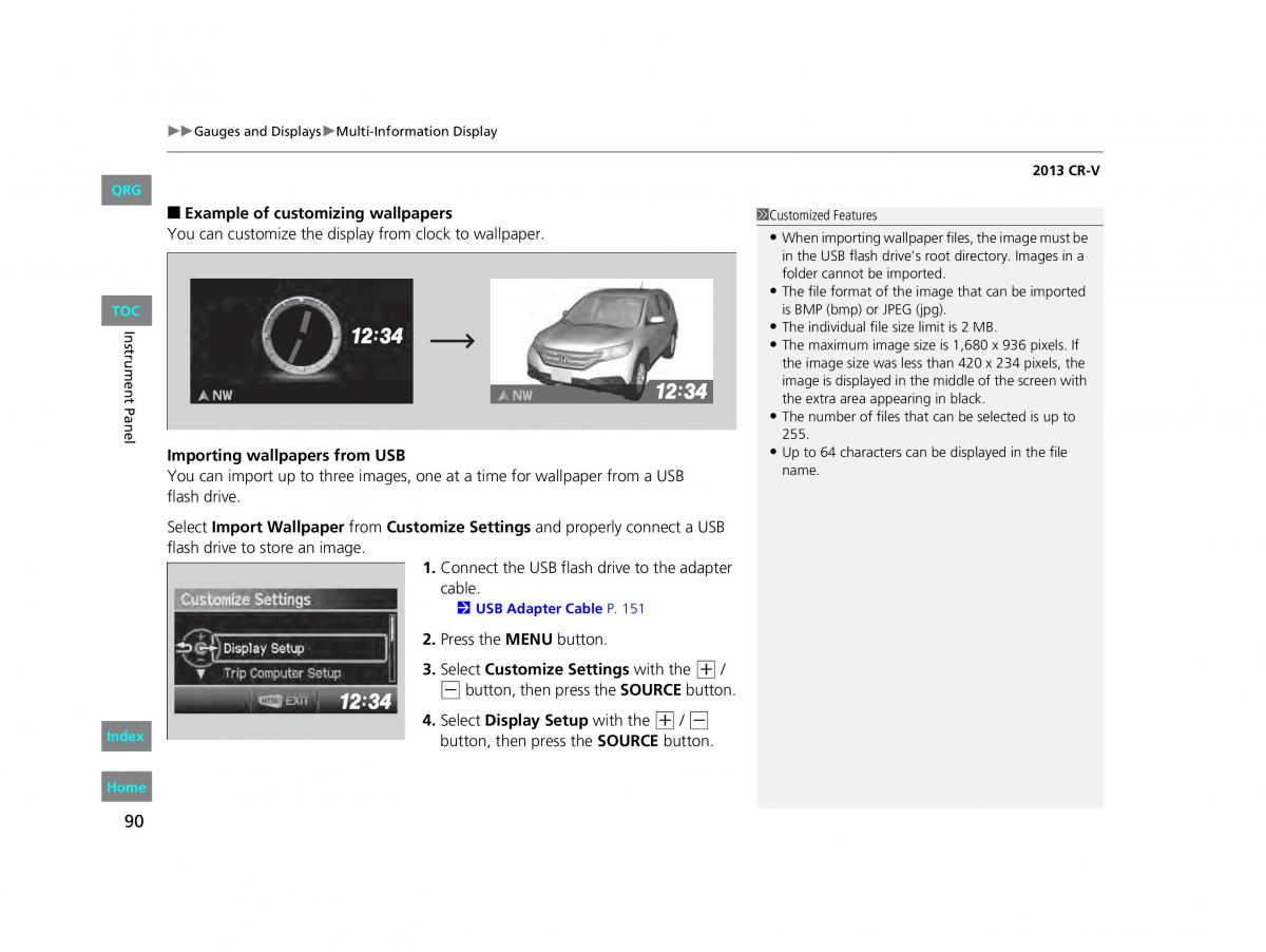 Honda CR V IV 4 owners manual / page 91