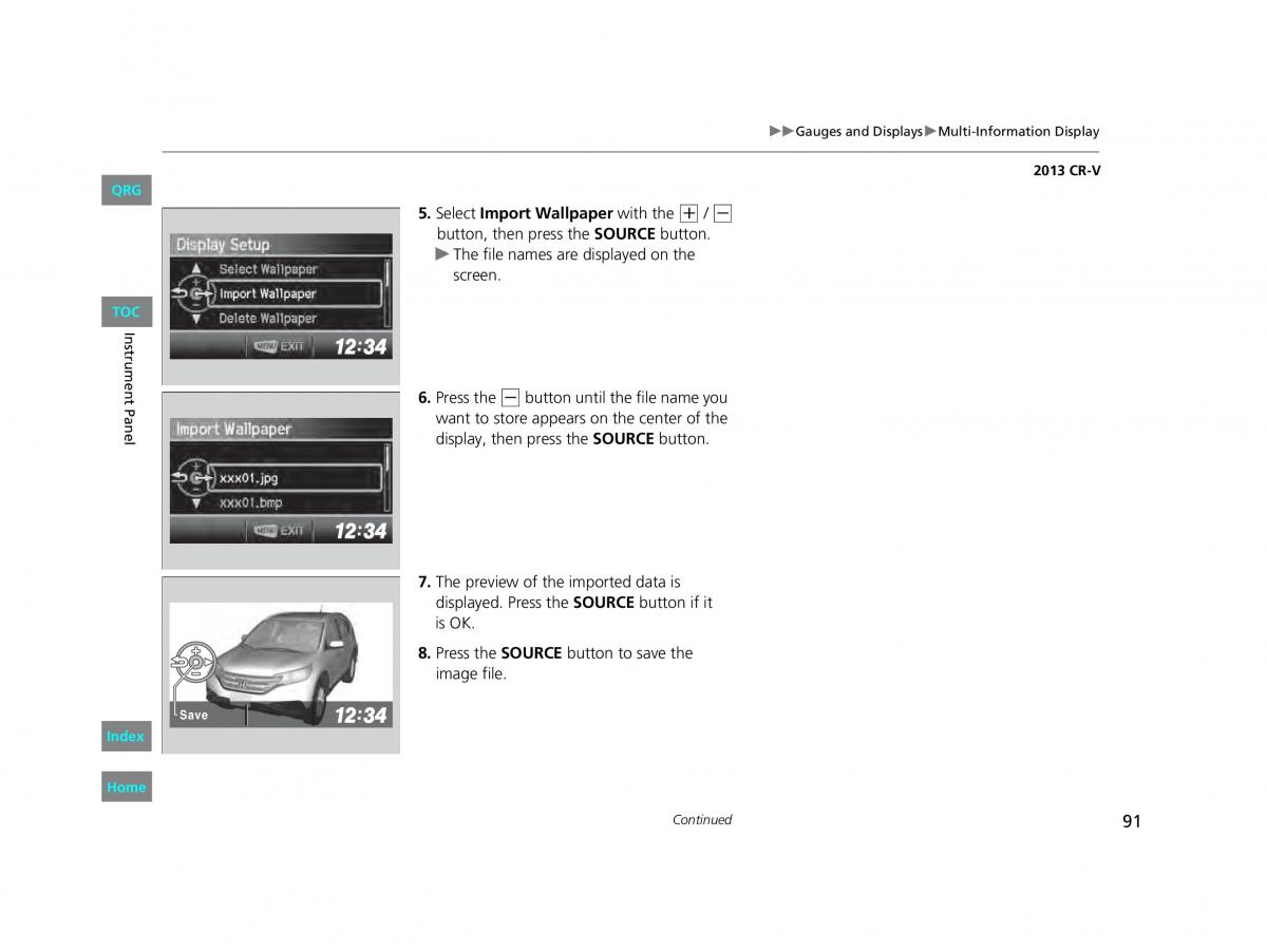 Honda CR V IV 4 owners manual / page 92