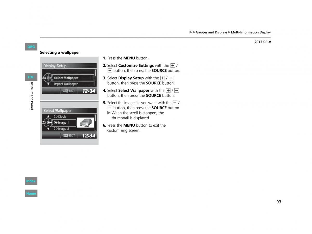 Honda CR V IV 4 owners manual / page 94