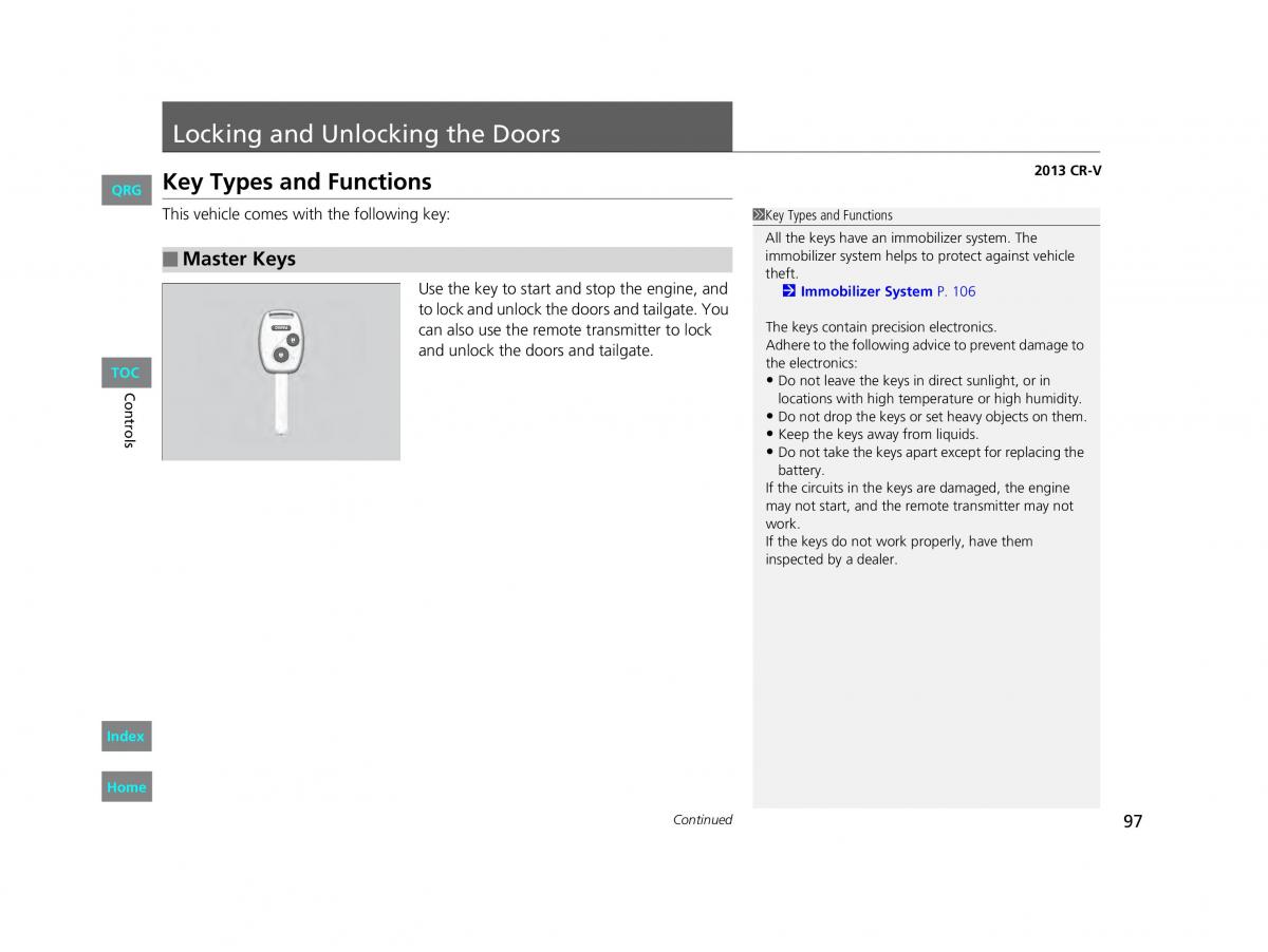 Honda CR V IV 4 owners manual / page 98