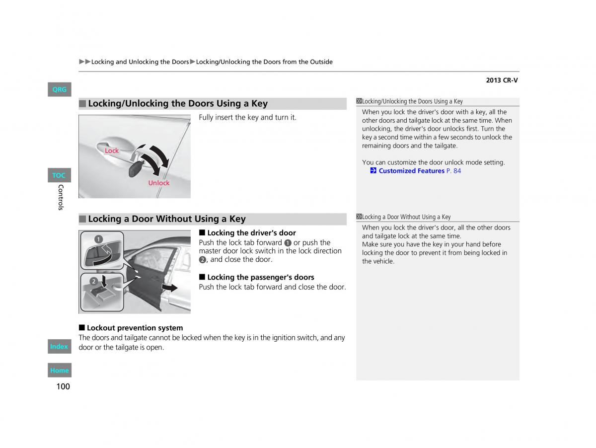 Honda CR V IV 4 owners manual / page 101