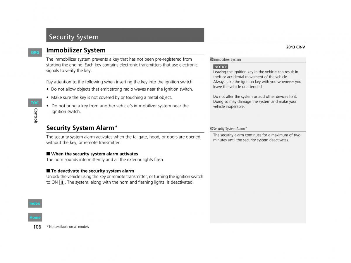 Honda CR V IV 4 owners manual / page 107