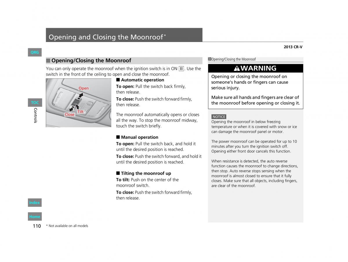 Honda CR V IV 4 owners manual / page 111