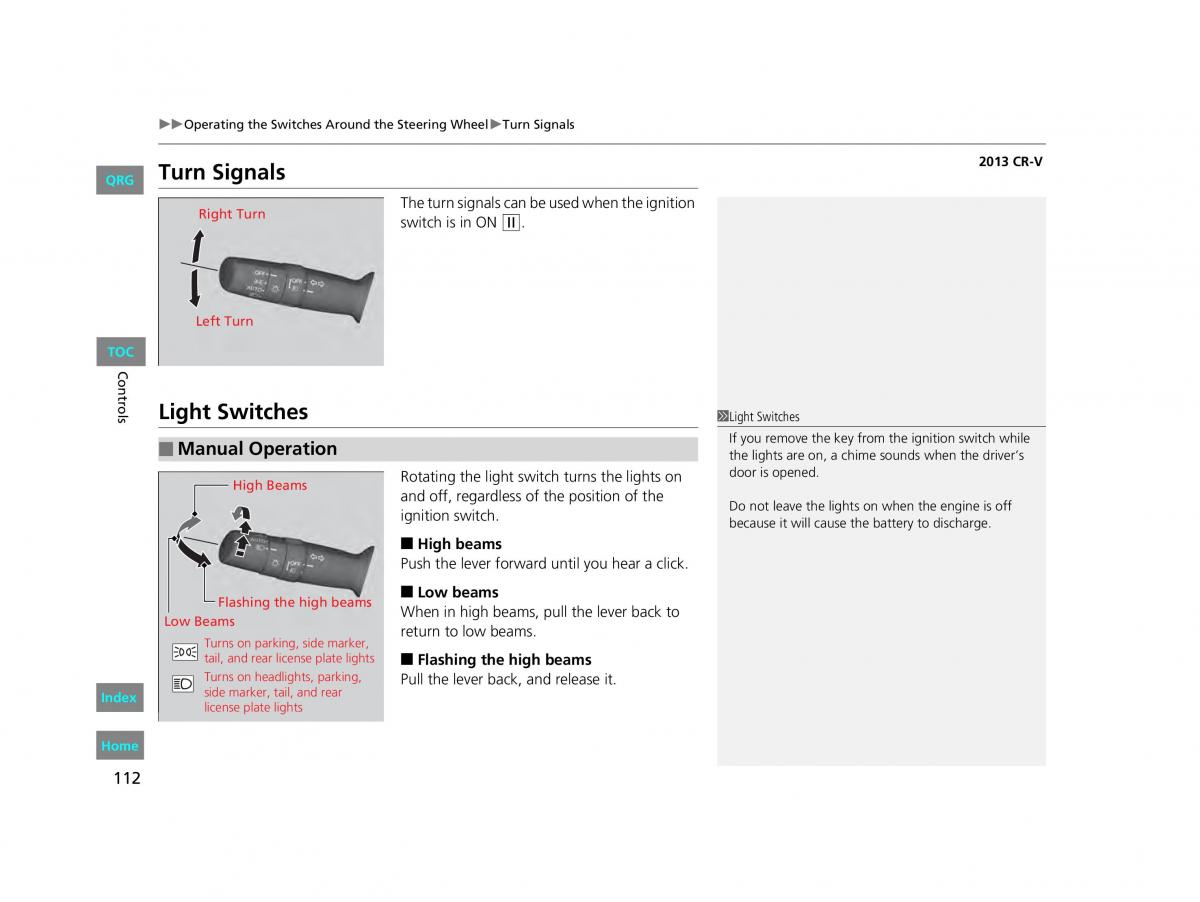 Honda CR V IV 4 owners manual / page 113