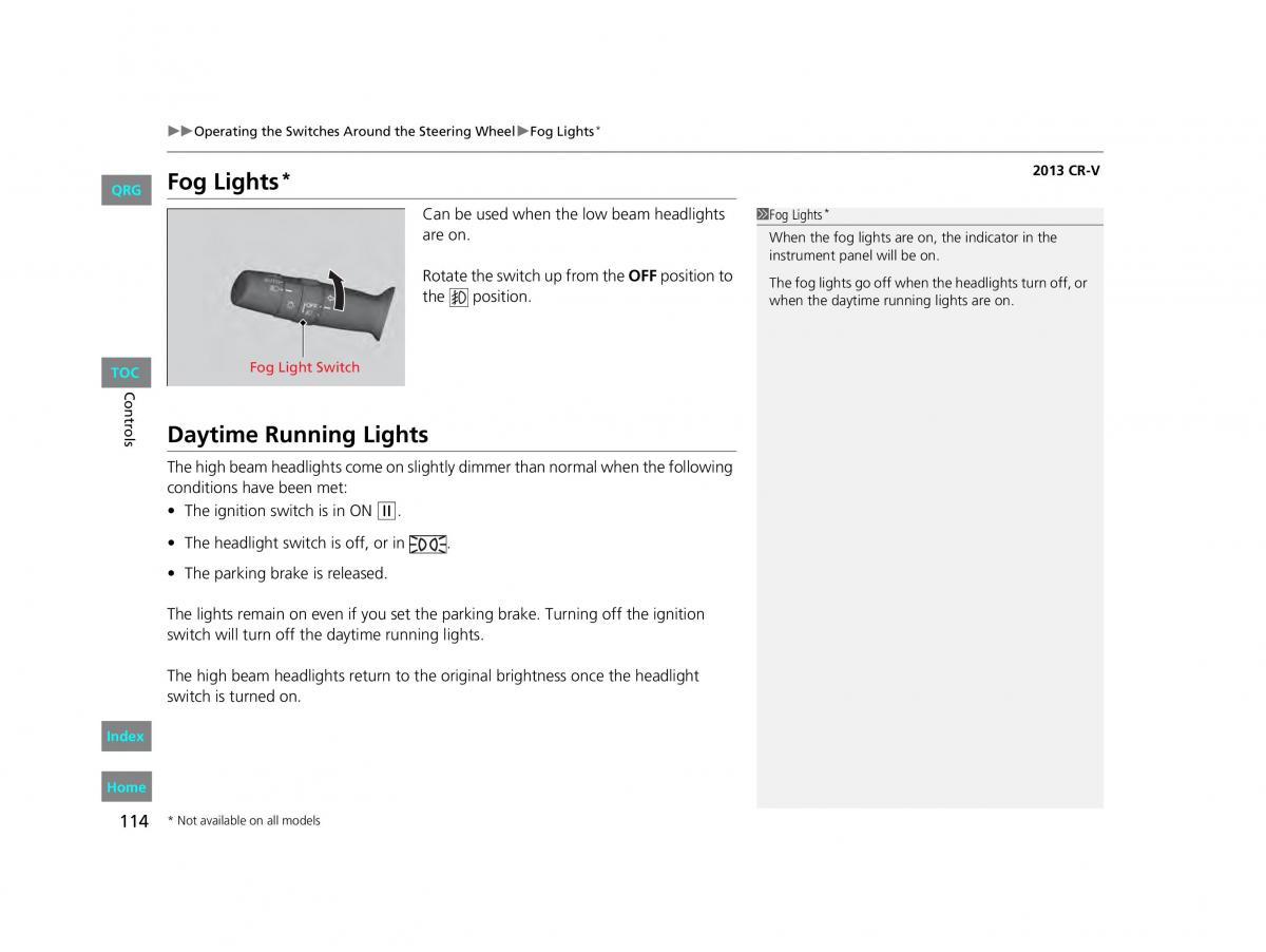 Honda CR V IV 4 owners manual / page 115