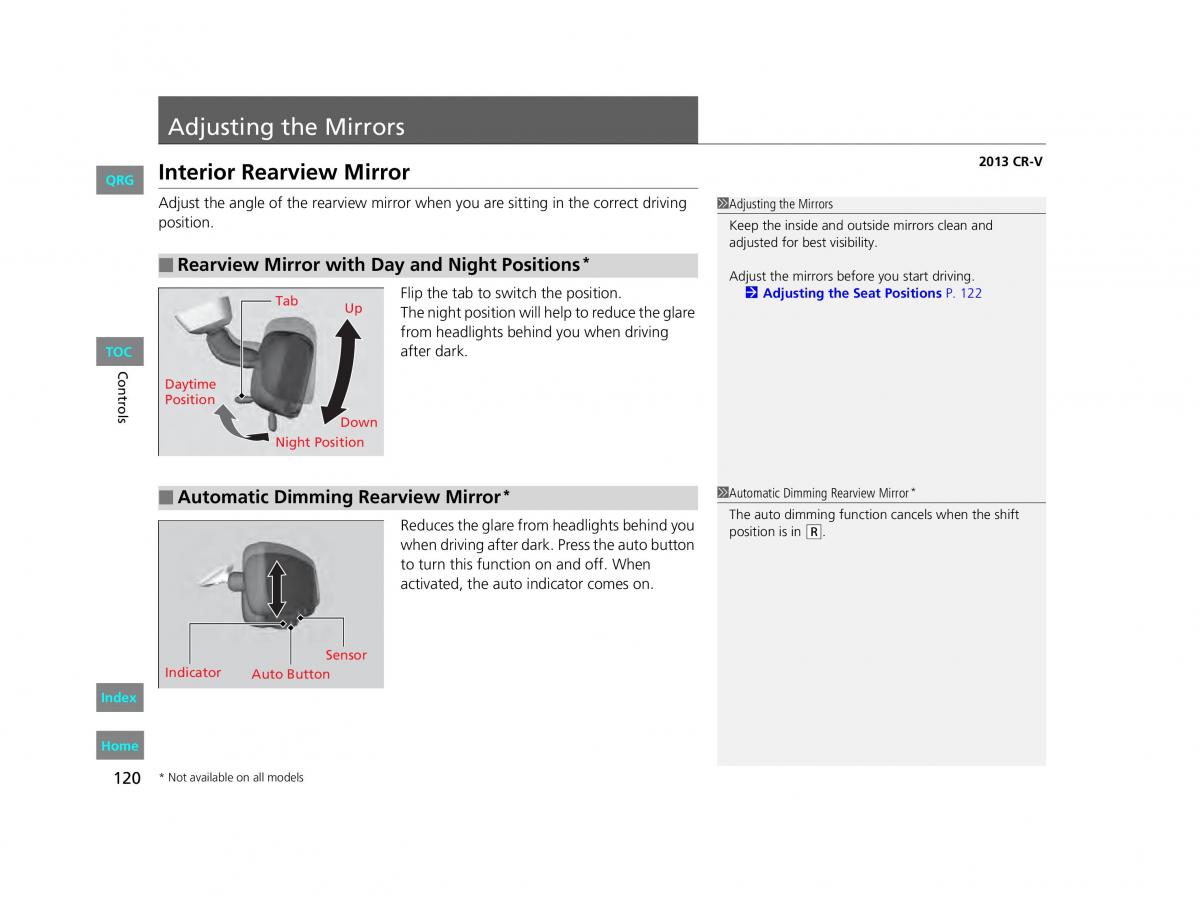 Honda CR V IV 4 owners manual / page 121