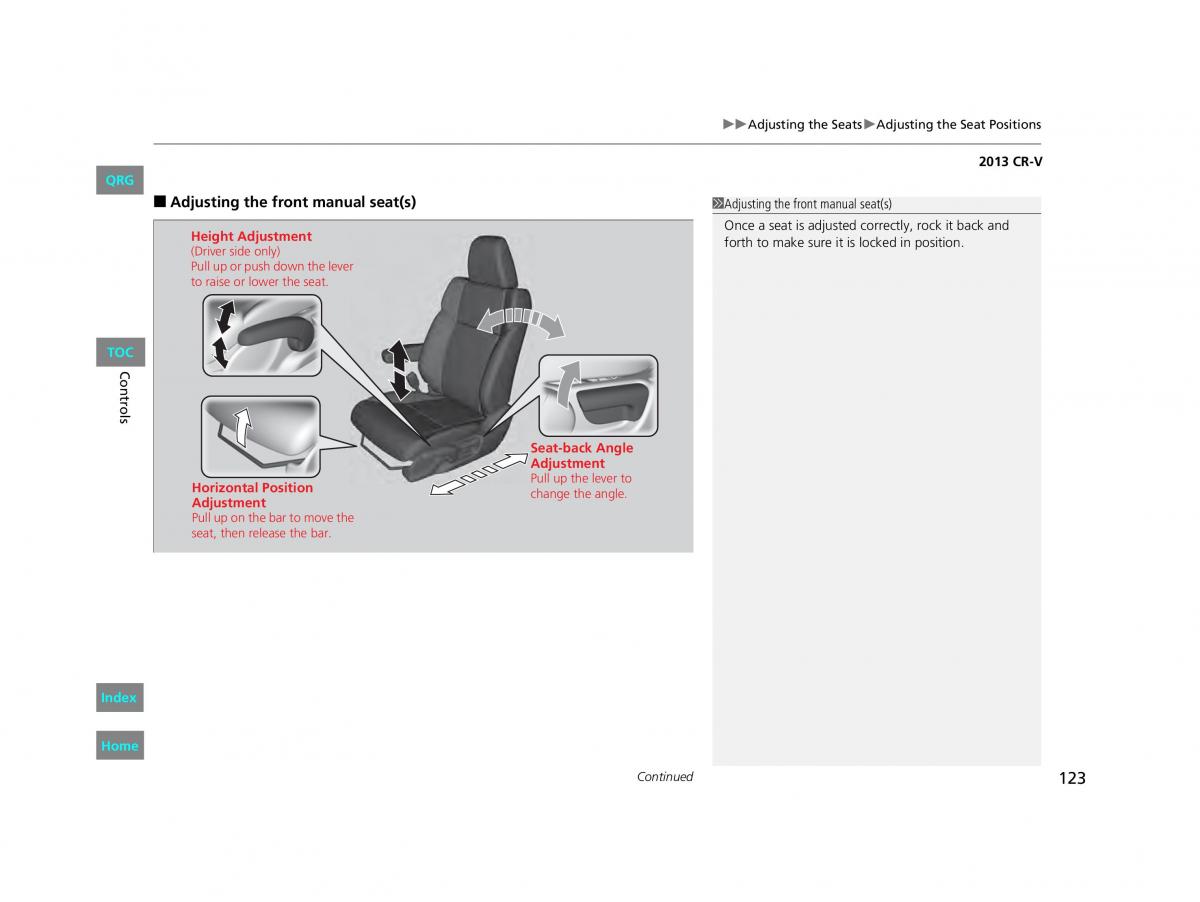 Honda CR V IV 4 owners manual / page 124