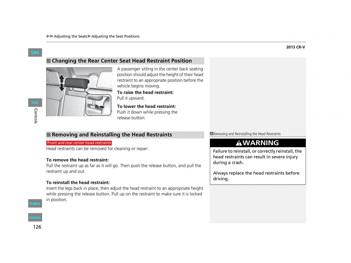 Honda CR V IV 4 owners manual / page 127