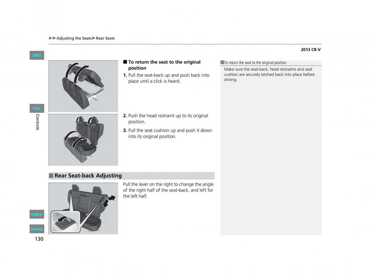 Honda CR V IV 4 owners manual / page 131