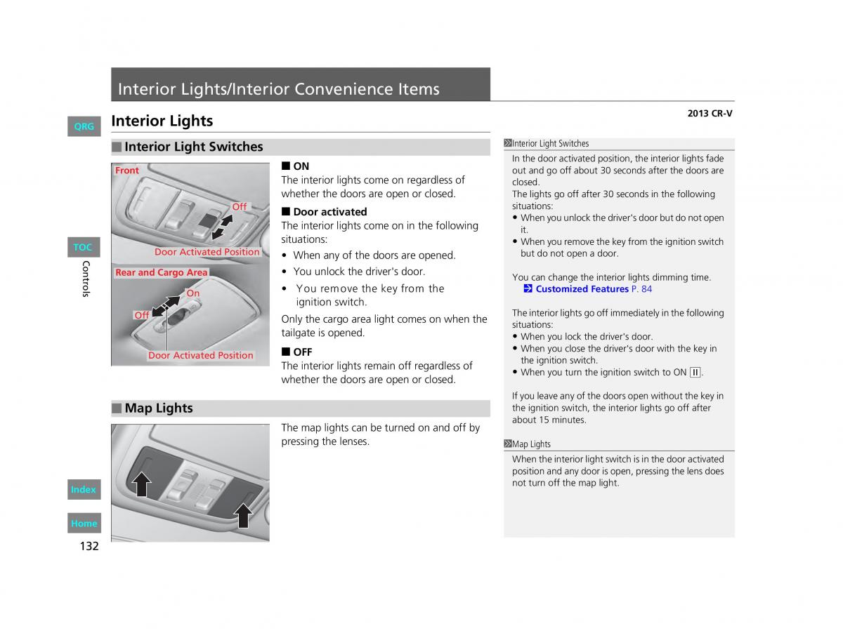 Honda CR V IV 4 owners manual / page 133