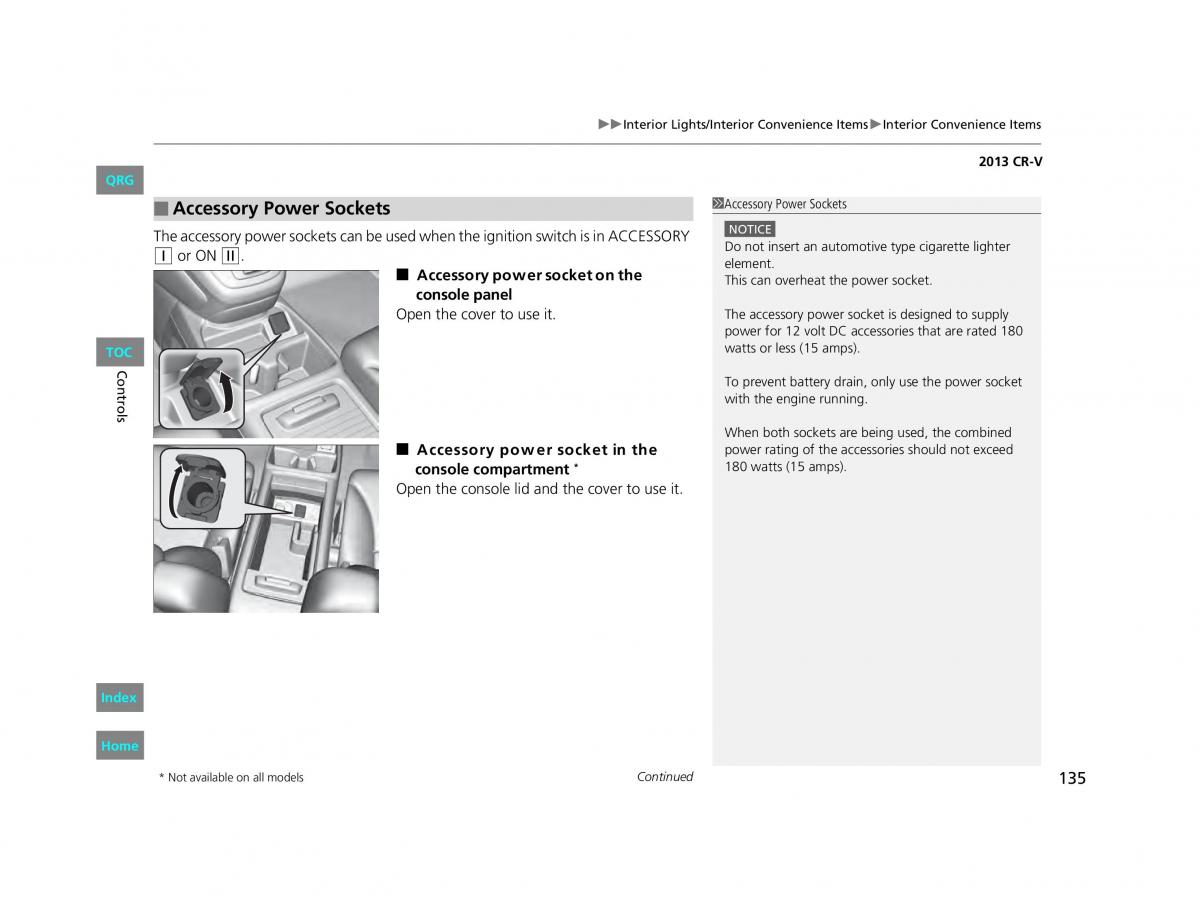 Honda CR V IV 4 owners manual / page 136