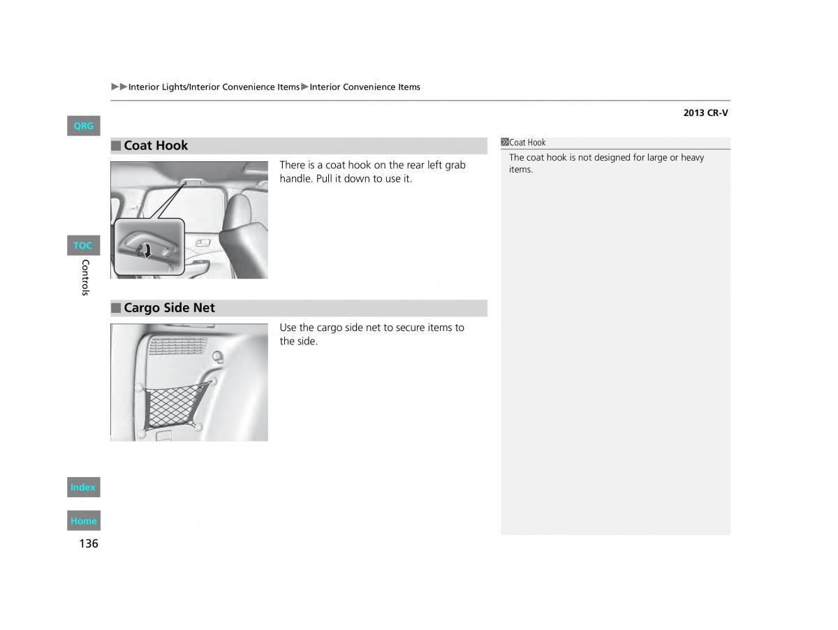 Honda CR V IV 4 owners manual / page 137