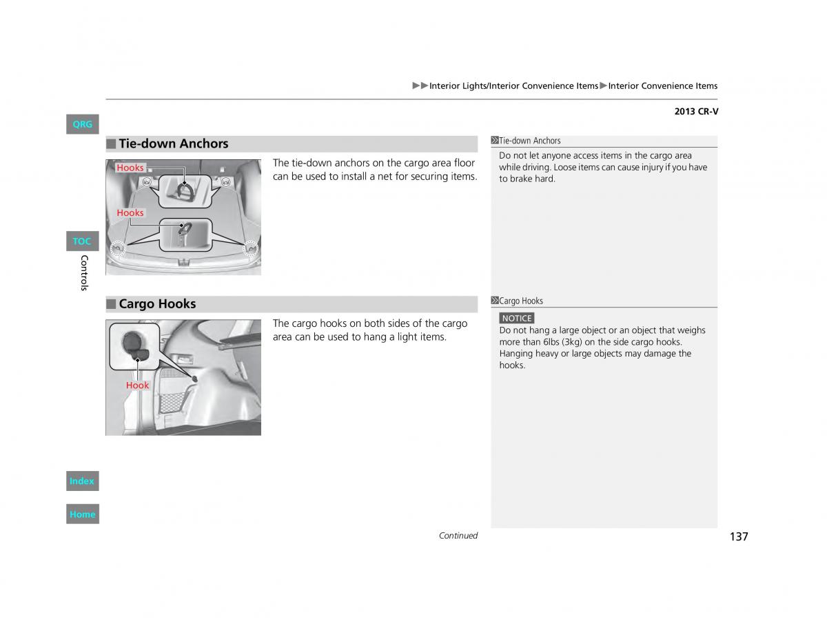 Honda CR V IV 4 owners manual / page 138