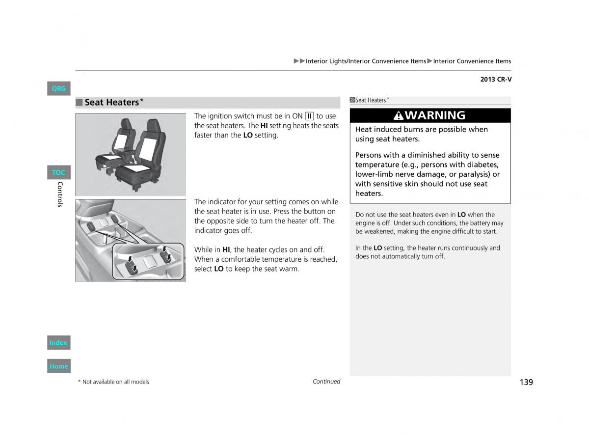 Honda CR V IV 4 owners manual / page 140