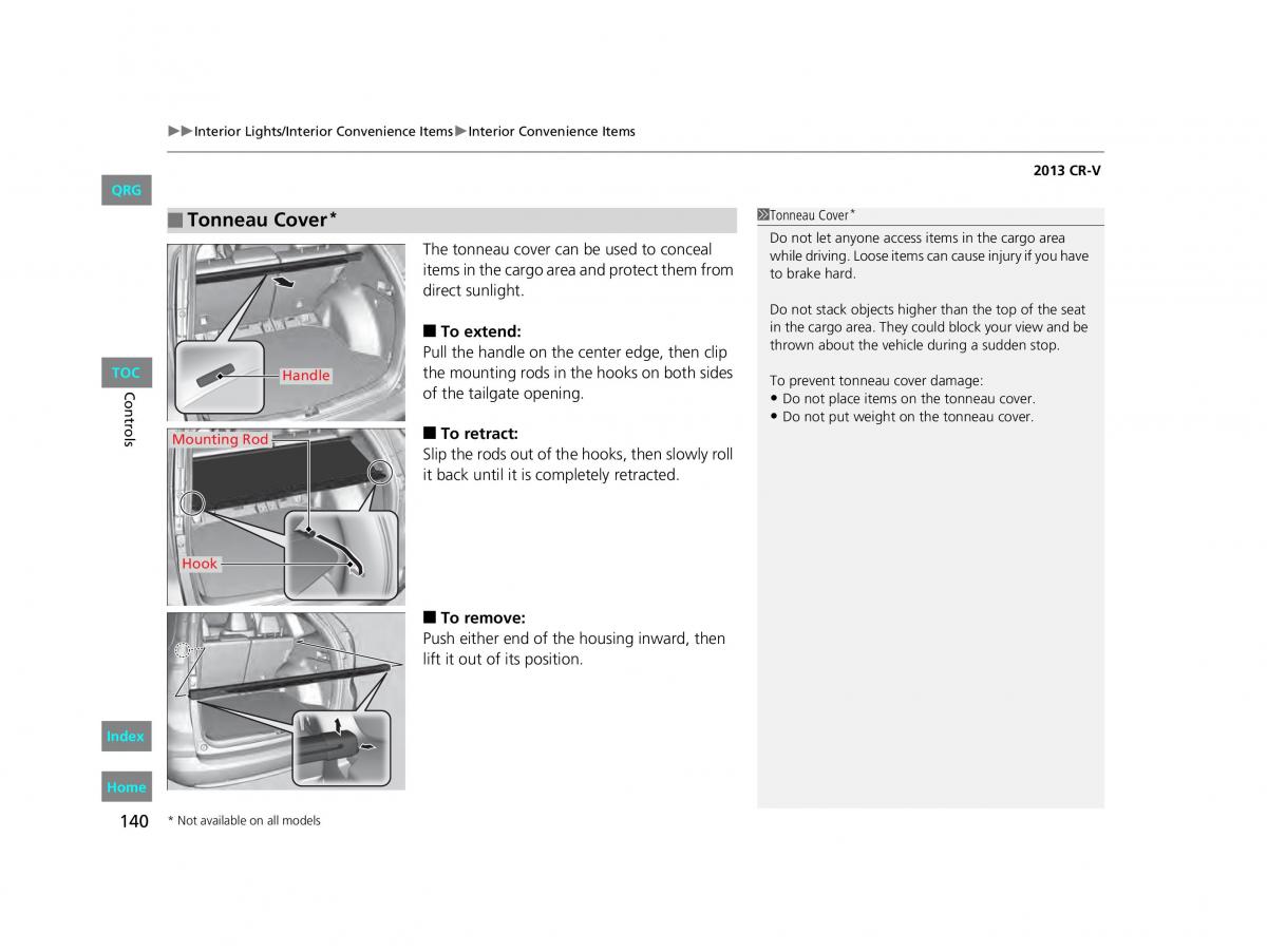 Honda CR V IV 4 owners manual / page 141