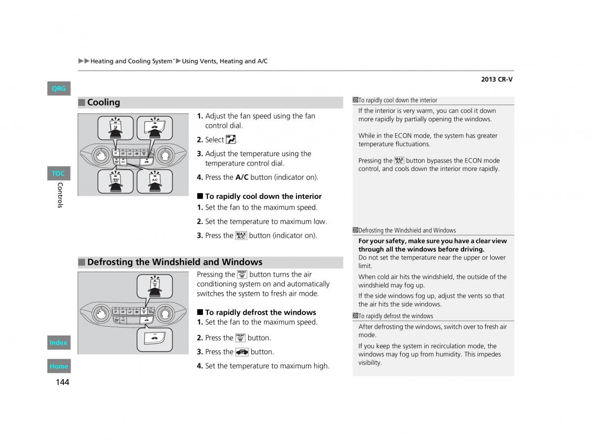 Honda CR V IV 4 owners manual / page 145