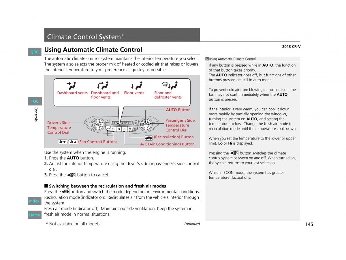 Honda CR V IV 4 owners manual / page 146