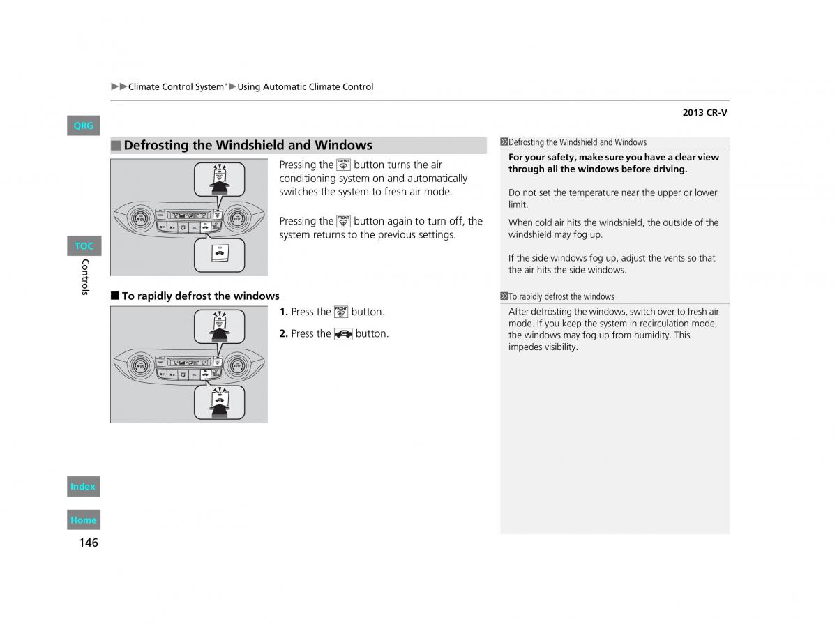 Honda CR V IV 4 owners manual / page 147