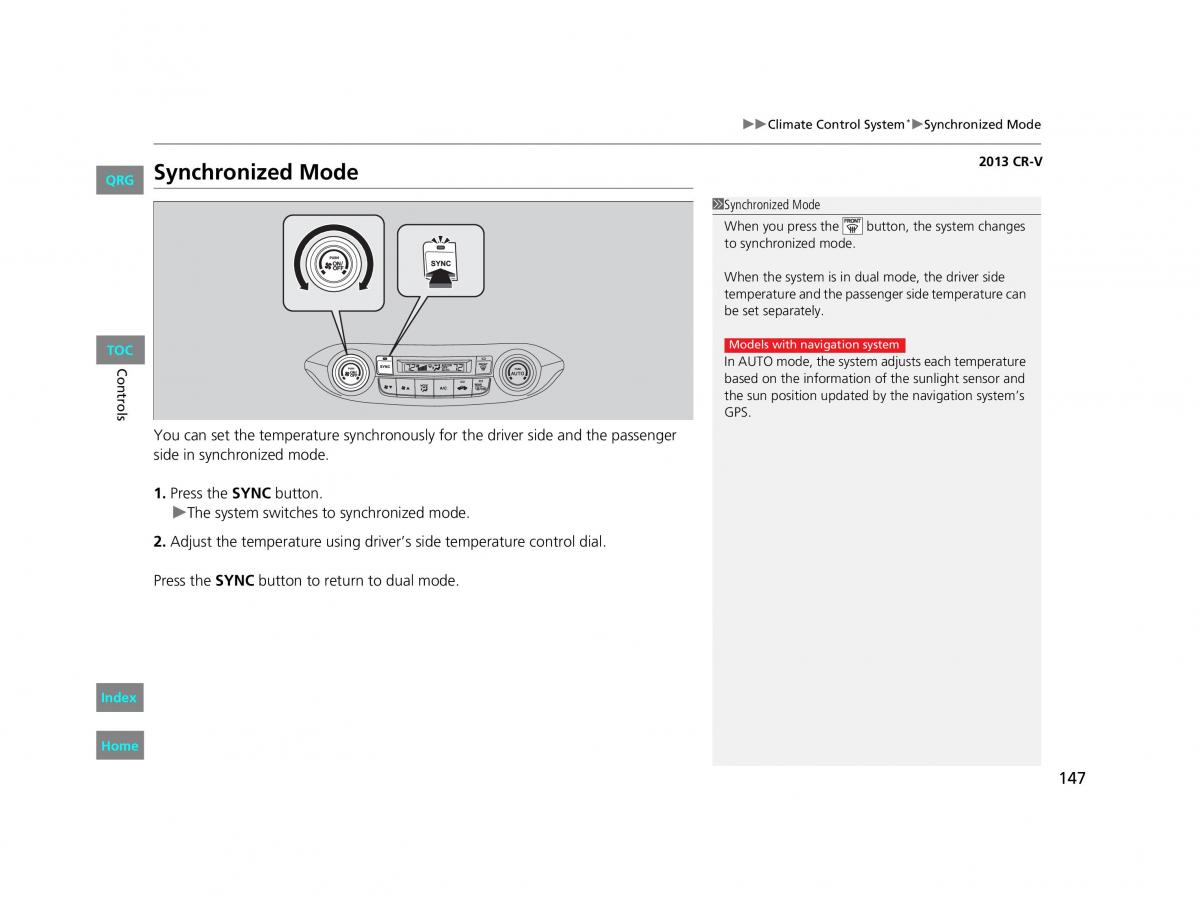 Honda CR V IV 4 owners manual / page 148